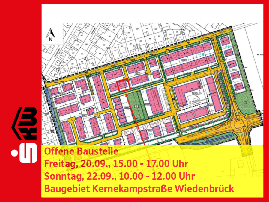 Wir laden Sie herzlich ein! - Offenes Baugebiet Kernekampstr., Wiedenbrück Fr. 20.09., 15-17 Uhr und So. 22.09., 10-12 Uhr