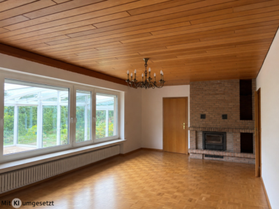 Wohnzimmer mit  Kamin (mit KI bearbeitet)
