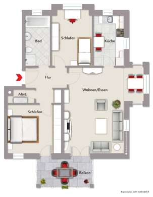 Grundriss - 3-Zimmer-Wohnung mit Balkon und Gestaltungspotenzial ***1847 R in Gütersloh-Pavenstädt