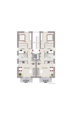 Grundriss Obergeschoss - Neubau-Wohnungen mit 3 Zimmern***1753 R in GT-Kattenstroth